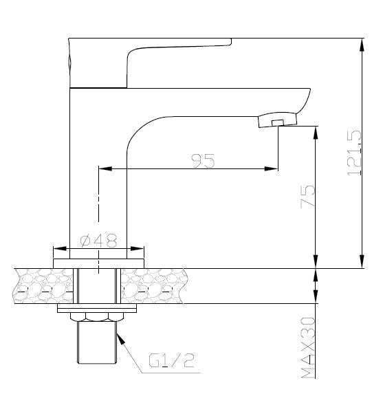 Maattekening Casma fonteinkraan 1/2'' wit/chroom