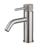 Ribbd wastafelkraan met coldstart geborsteld staal PVD