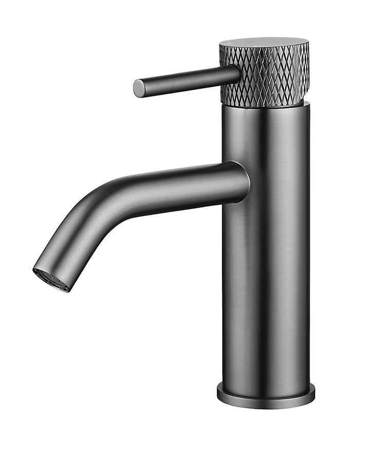 Ribbd wastafelkraan met coldstart gunmetal PVD – Wiesbaden – Gun Metal – Wastafelkraan | Dealplein