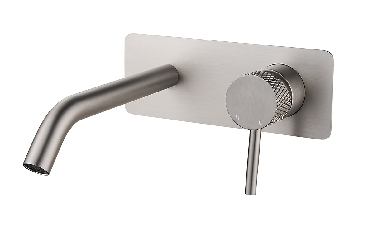 Ribbd eenhendel wastafelkraan met coldstart inbouw compleet geborsteld staal PVD – Wiesbaden – Geborsteld Staal – Inbouw Wastafelkraan | Dealplein