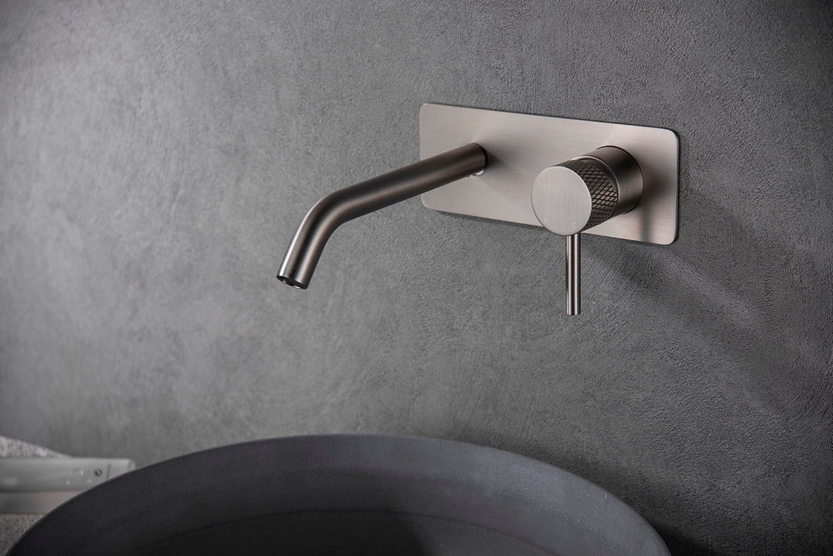 Ribbd eenhendel wastafelkraan met coldstart inbouw compleet geborsteld staal PVD – Wiesbaden – Geborsteld Staal – Inbouw Wastafelkraan | Dealplein