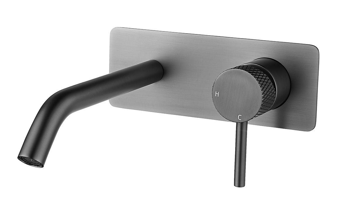 Ribbd eenhendel wastafelkraan met coldstart inbouw compleet gunmetal PVD – Wiesbaden – Gun Metal – Inbouw Wastafelkraan | Dealplein