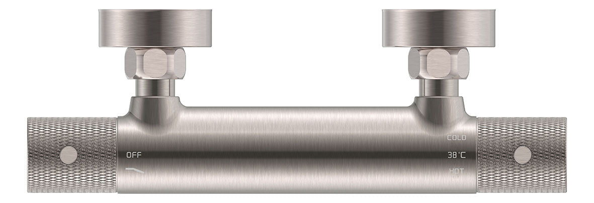 Wiesbaden Ribbd thermostatische douchemengkraan hartafstand 15 cm geborsteld staal PVD
