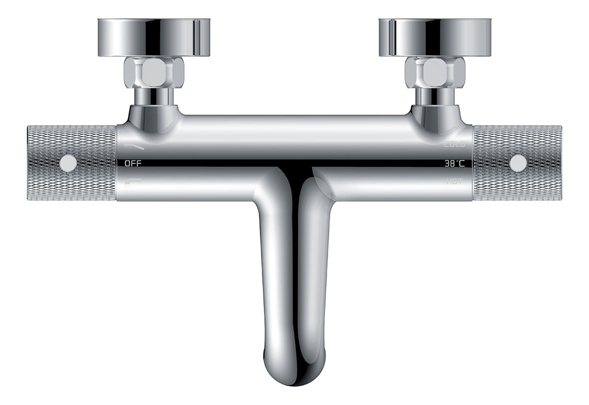 Ribbd thermostatische badmengkraan hartafstand 15 cm chroom – Wiesbaden – Chroom – Badkraan | Dealplein