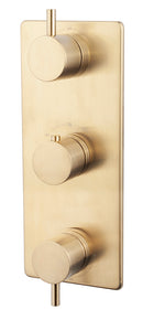 Caral afbouwdeel inbouwthermostaat 3 weg geborsteld messing PVD