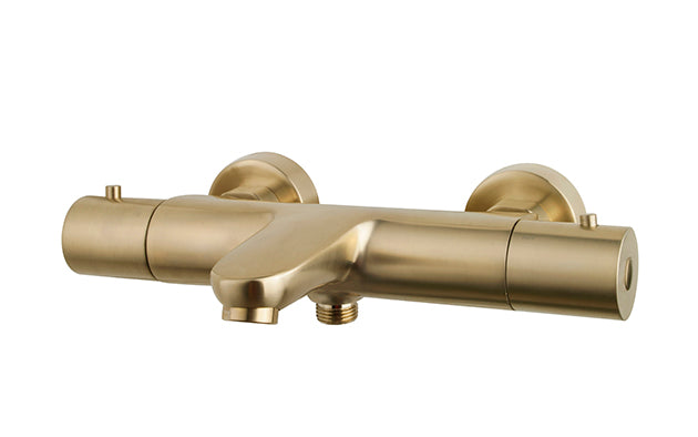 Caral thermostatische badmengkraan geborsteld messing PVD – Wiesbaden – Geborsteld Messing – Badkraan | Dealplein