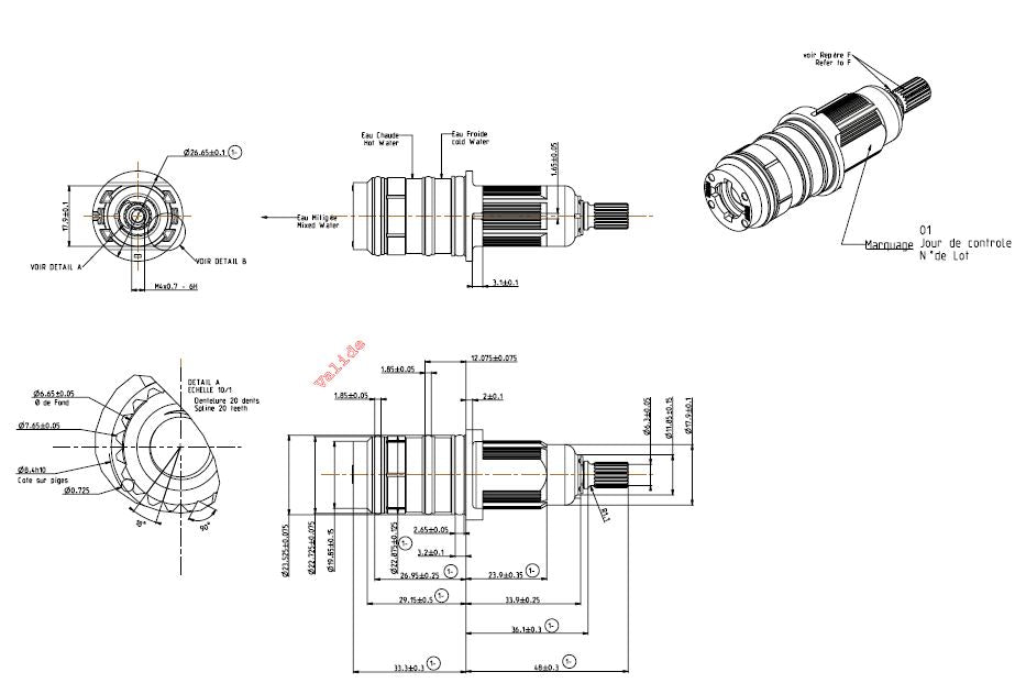 Vernet klein kunststof thermostatisch binnenwerk type 4 maattekening – afmetingen volgens maattekening | Dealplein