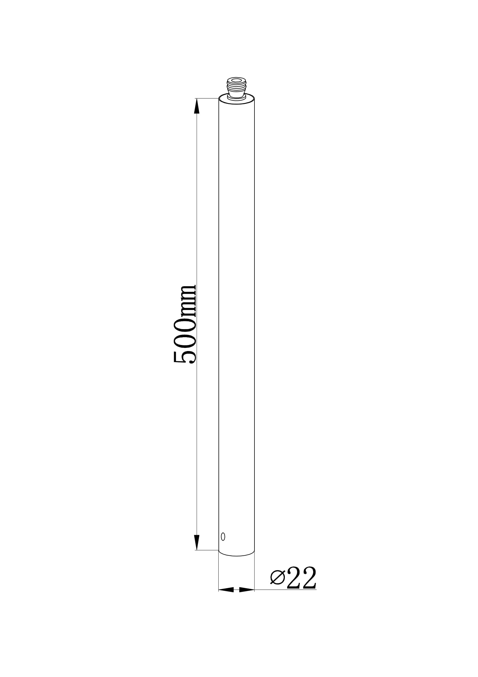 Caral bad verlengbuis 50cm tbv douchestang chroom maattekening – afmetingen volgens maattekening | Dealplein