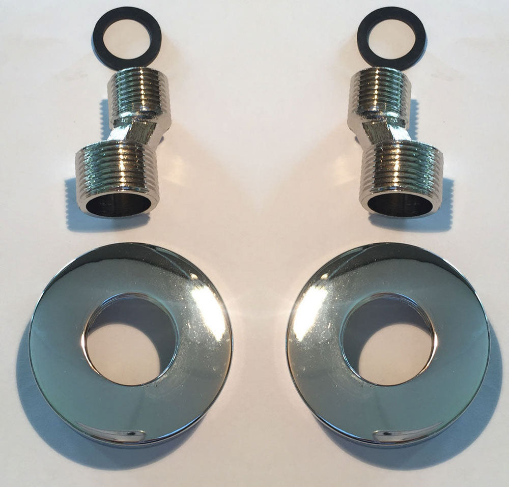 Rio set s-koppelingen met rozet voor kraan 15 cm 1/2" x 3/4" chroom