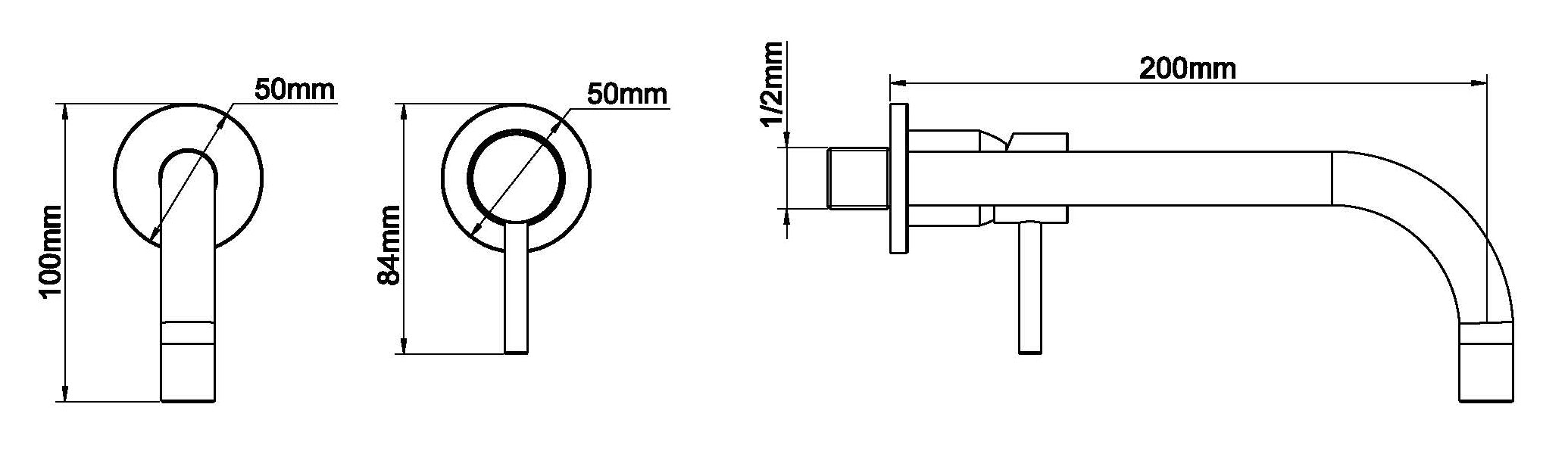 Maattekening Slim Twenty eenhendel wastafel-afbouwdeel geborsteld koper