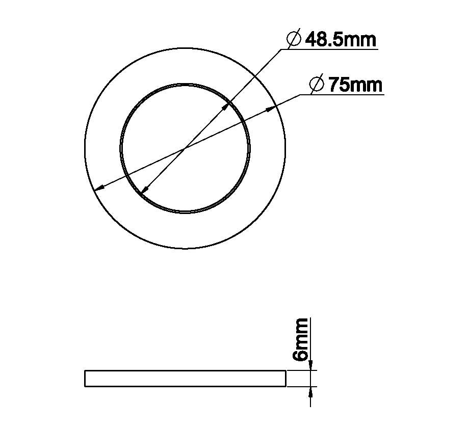 Maattekening Wiesbaden Caral rozet kraangedeelte eenhendel wastafelkraan 75mm gunmetal PVD