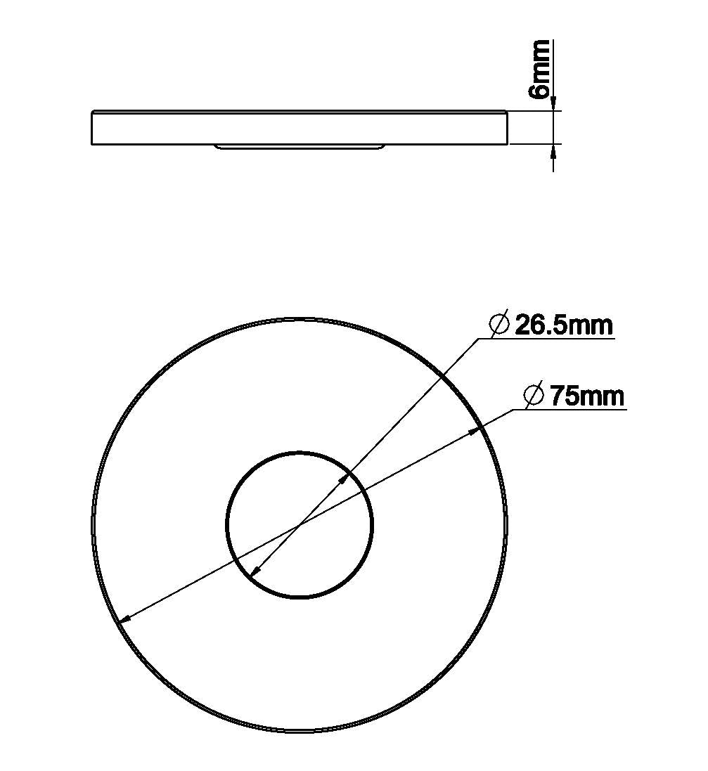 Maattekening Wiesbaden Caral rozet uitloop eenhendel wastafelkraan 75 mm gunmetal PVD