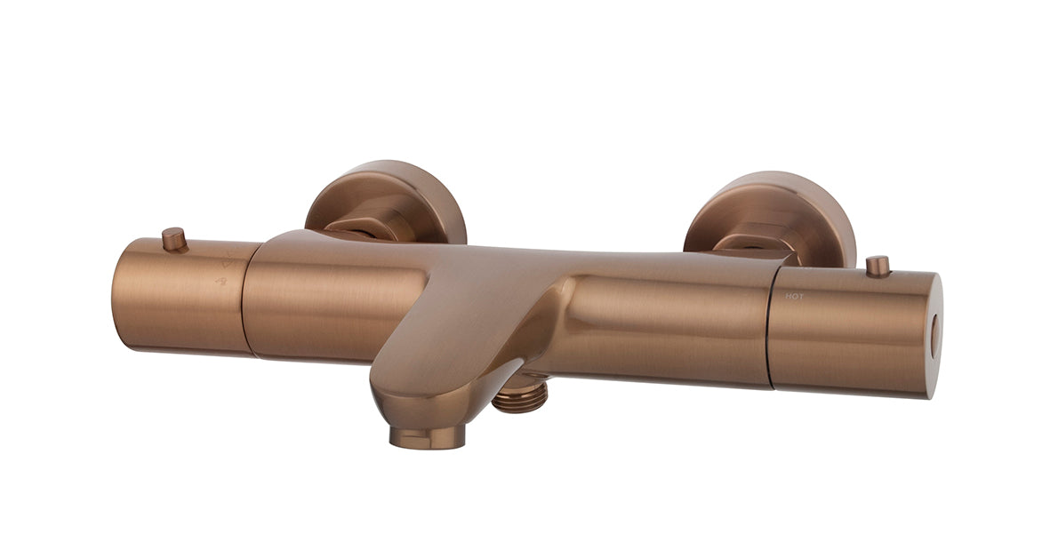 Wiesbaden Caral thermostatische badmengkraan geborsteld brons koper PVD