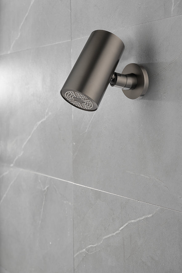Wiesbaden UniMatch Beam hoofddouche rond 1 stand met muurbevestiging gunmetal PVD