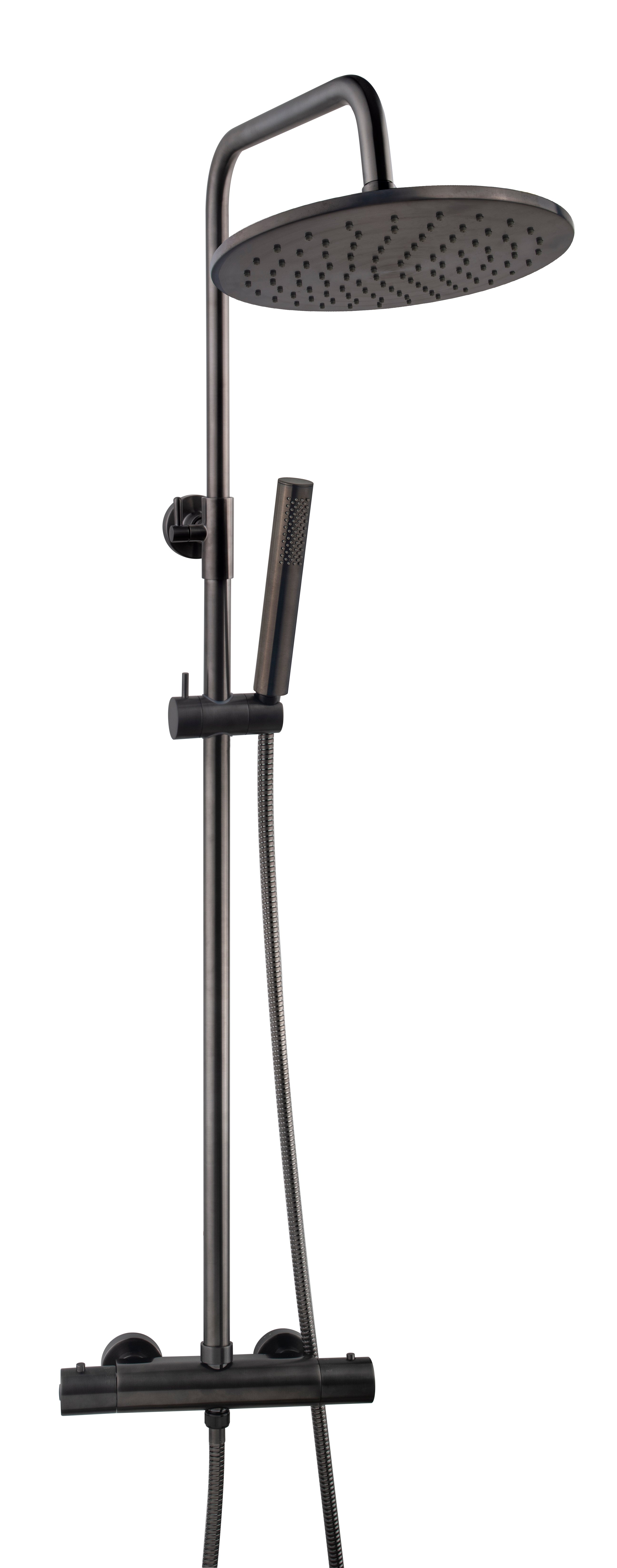 Caral Thermostatische Regendoucheset Opbouw Gunmetal Pvd