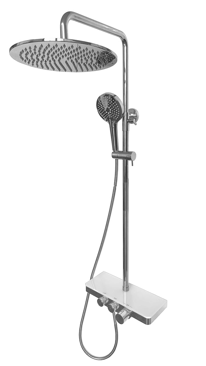 Nuovo thermostatische regendoucheset opbouw met planchet chroom – Xellanz – Chroom – Regendoucheset | Dealplein