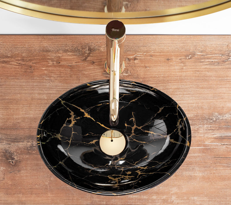 Opzetwastafel Rea Sofia Mini Black Marble Shiny - View 4