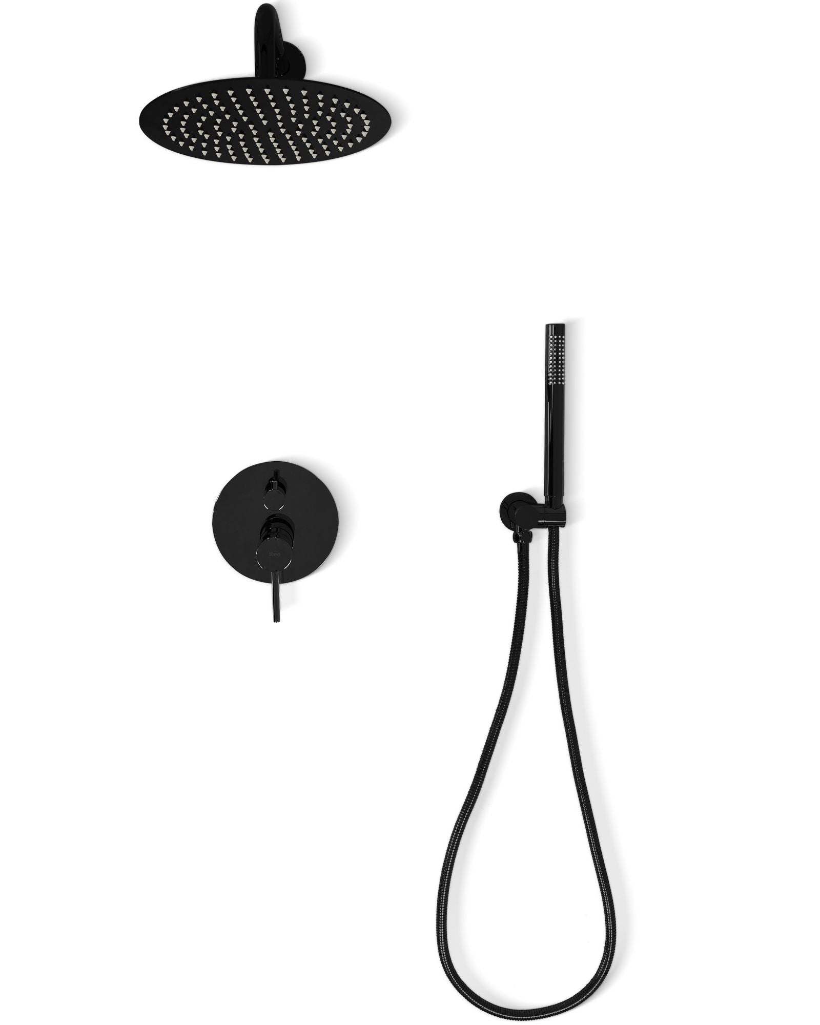 Rea Lungo Metallic Box inbouw doucheset Mat Zwart inbouw doucheset in badkameropstelling