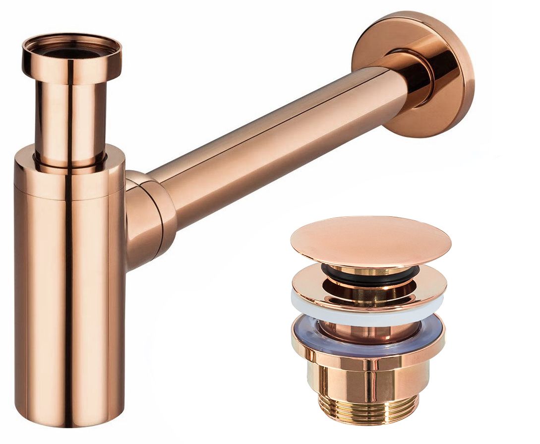 Rea Universele Wastafelsifon Click-Clack Rose Gold