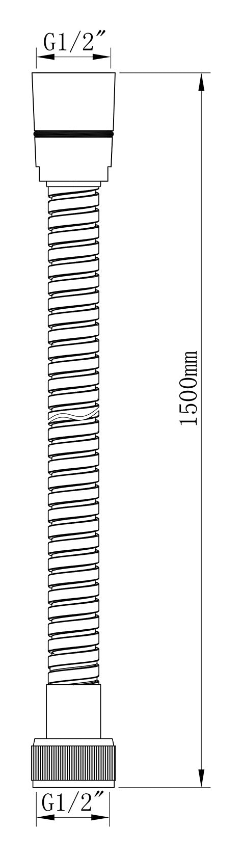 Maattekening Wiesbaden UniMatch doucheslang metaal 150 cm geborsteld brons koper PVD