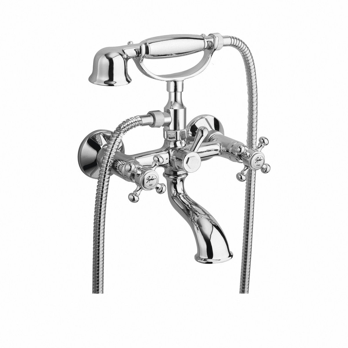 Antea Retro Badmengkraan Messing Wandmontage Met Handdouche Chroom - Productfoto