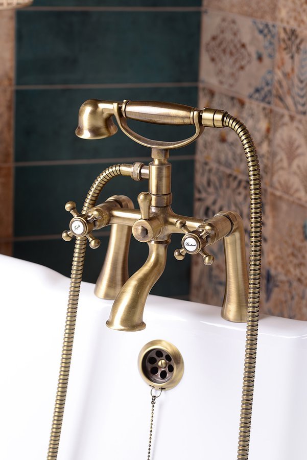 Retro twee knops badkraan Antea Brons