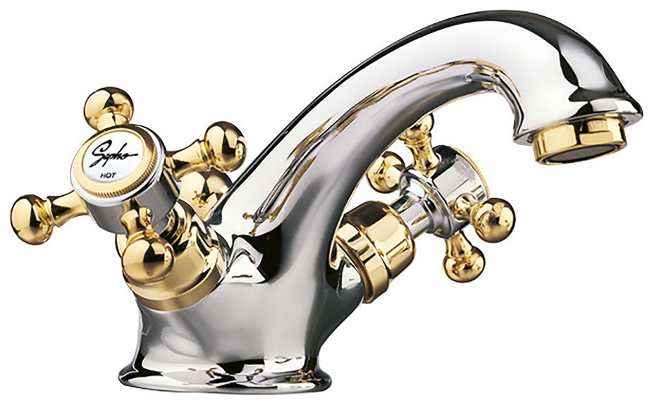 Antea Retro Wastafelmengkraan met Afvoerplug, Chroom Goud