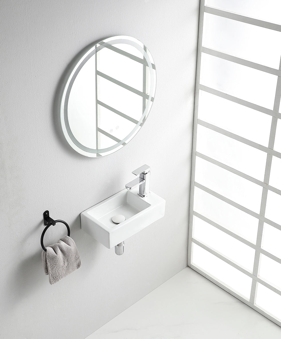 Rhea M fontein rechts 40 x 22 x 11 cm keramiek glans wit – Wiesbaden – Glans Wit – Fonteinen | Dealplein