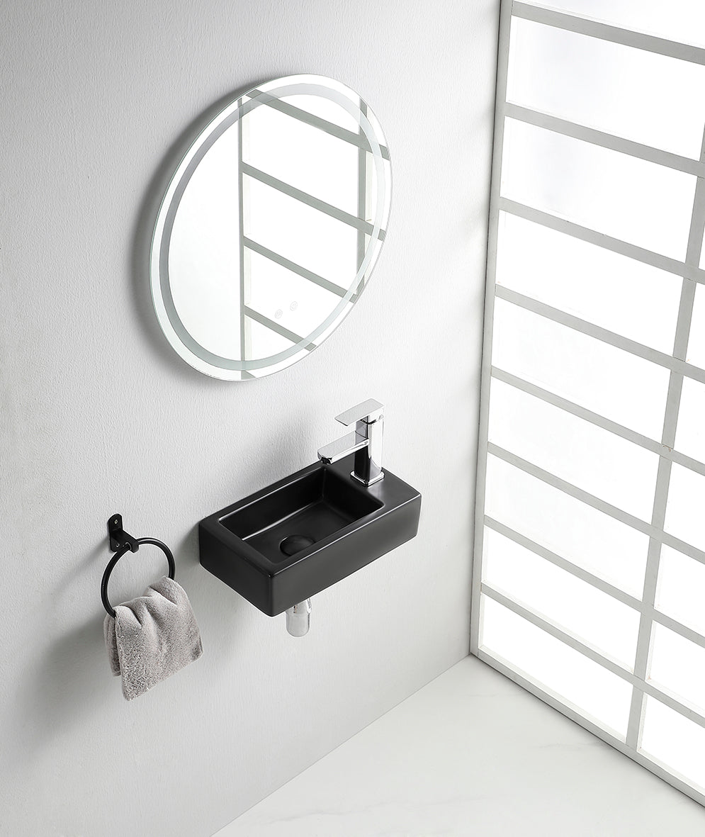 Rhea M fontein rechts 40 x 22 x 11 cm keramiek mat zwart – Wiesbaden – Mat Zwart – Fonteinen | Dealplein