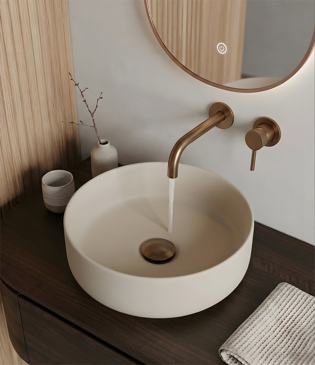 Wiesbaden Colosso waskom rond 36 x 12 cm keramiek beige