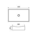 Maattekening – Slide opzetwastafel 65,5 x 39,5 x 13,5 cm glans wit