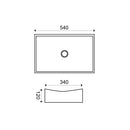 Maattekening – Slide waskom rechthoekig 55 x 35 x 12 cm keramiek glans wit