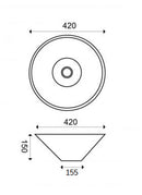 Maattekening – Circle waskom rond 42 x 15 cm keramiek glans wit