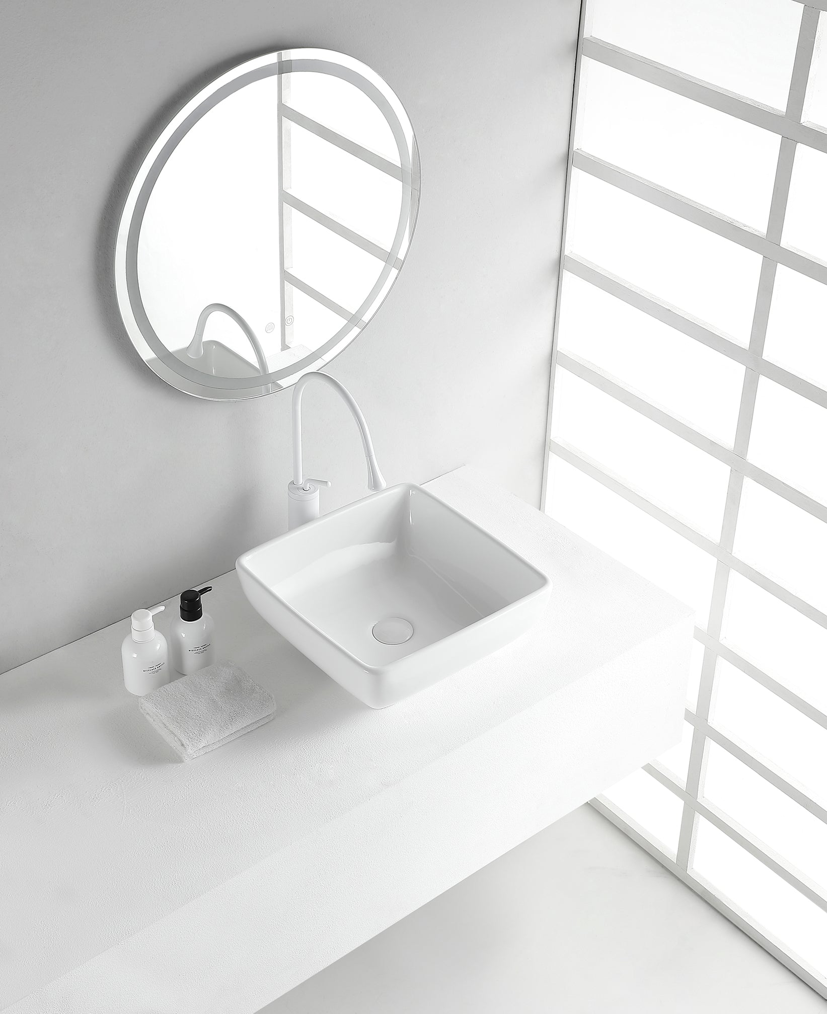 Piazza waskom vierkant 40 x 40 x 15 cm keramiek glans wit – Wiesbaden – Glans Wit – Waskommen | Dealplein