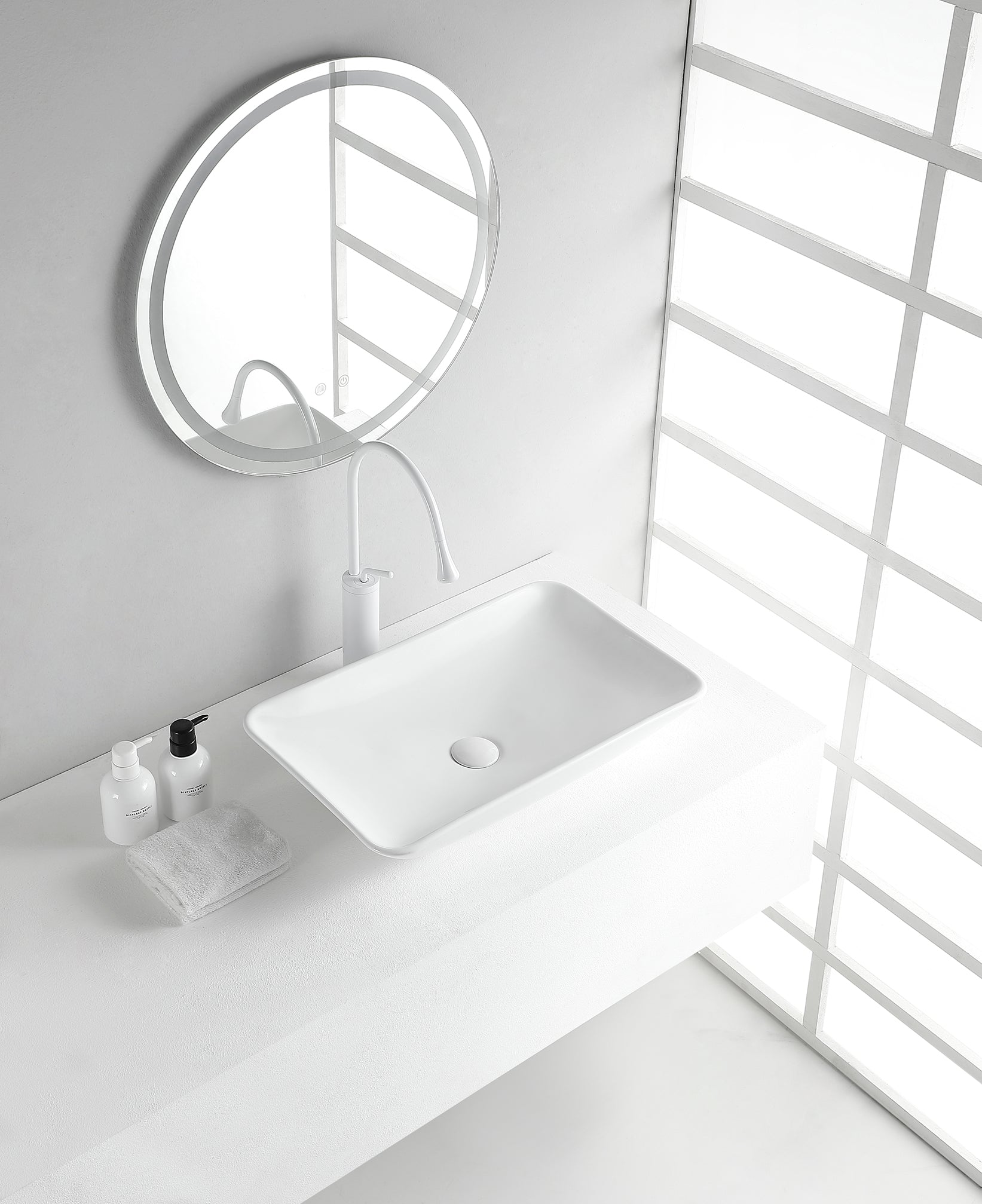 Karé waskom rechthoekig 58 x 36 x 11,5 cm keramiek glans wit – Wiesbaden – Glans Wit – Waskom | Dealplein