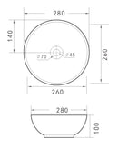 Maattekening – Kimo waskom rond 28 x 10 cm keramiek glans wit