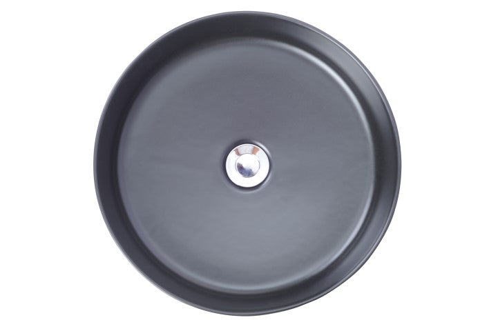 Link waskom rond 40 x 12 cm keramiek mat zwart – Wiesbaden – Mat Zwart – Waskommen | Dealplein