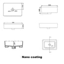 Maattekening – Link opzetwastafel 35 x 50 x 12 cm keramiek glans wit