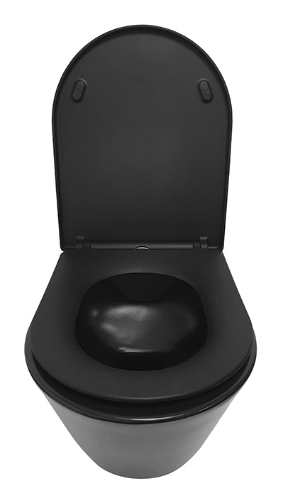 Wiesbaden Stereo wandcloset rimless met Shade slim toiletzitting softclose en quick release mat zwart