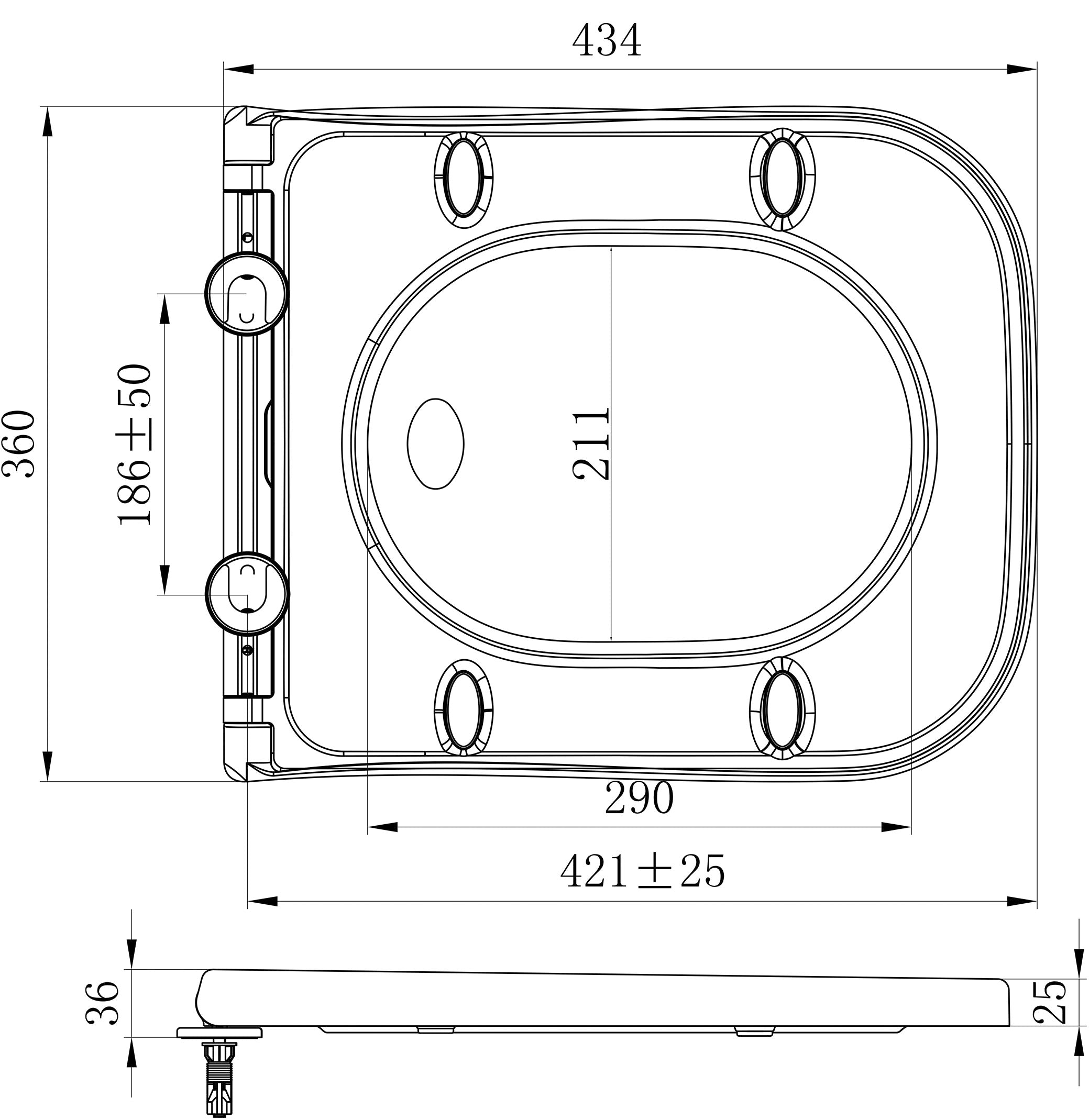 Maattekening Wiesbaden Sky toiletzitting softclose en quick release glans wit