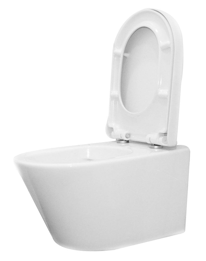 Wiesbaden Vesta wandcloset rimless met Vesta toiletzitting softclose en quick release glans wit