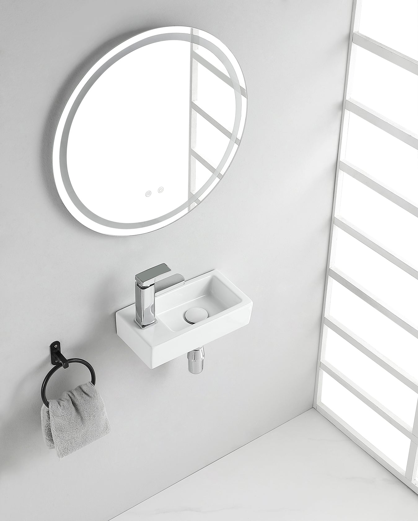 Rhea S mini fontein links 36,5 x 18 x 9 cm keramiek glans wit – Wiesbaden – Glans Wit – Fonteinen | Dealplein