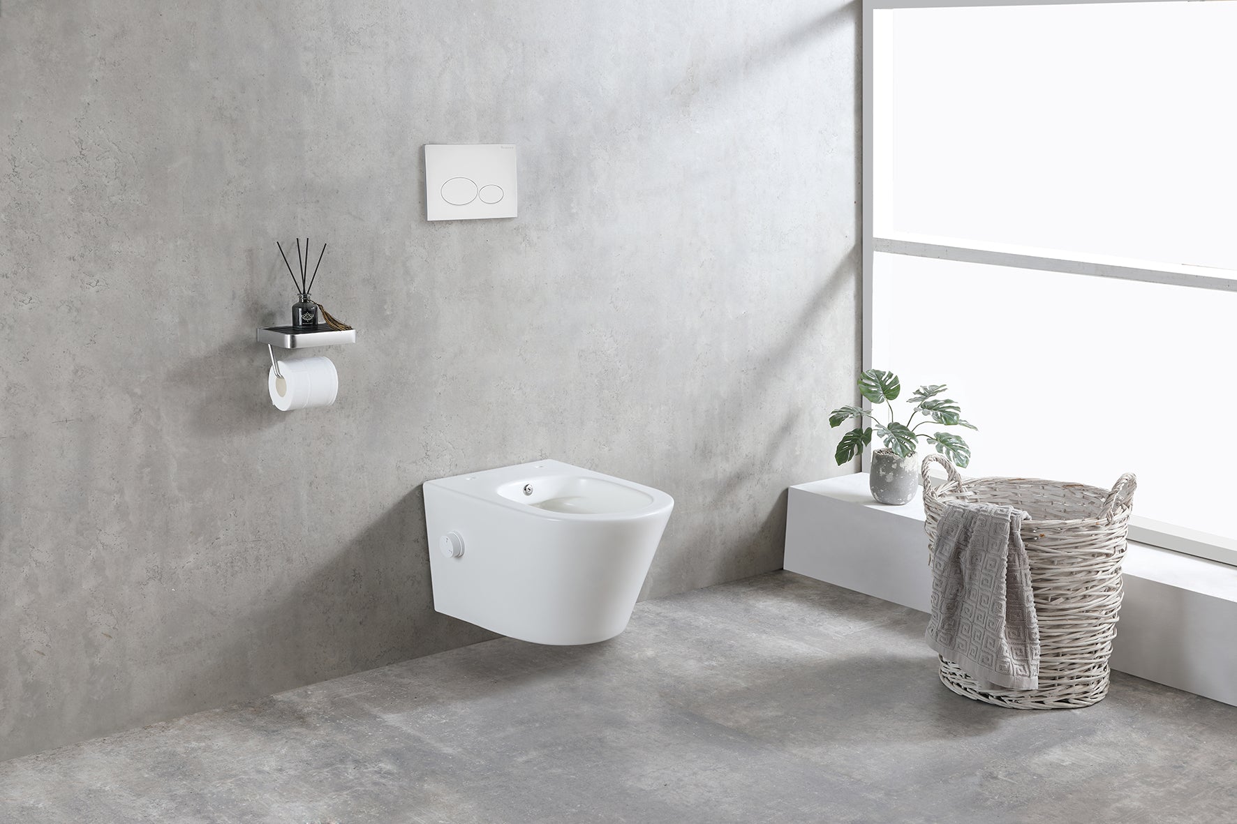 Wiesbaden Vesta wandcloset rimless met bidetkraan koud water mat wit