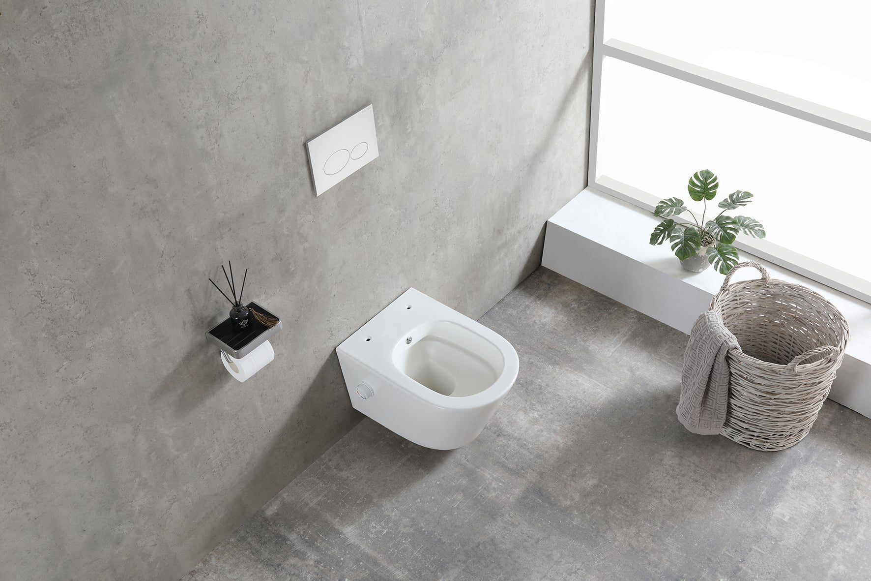 Wiesbaden Vesta wandcloset rimless met bidetkraan warm en koud water mat wit