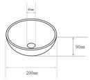 Maattekening – Consilio waskom rond 20 x 9 cm keramiek mat zwart