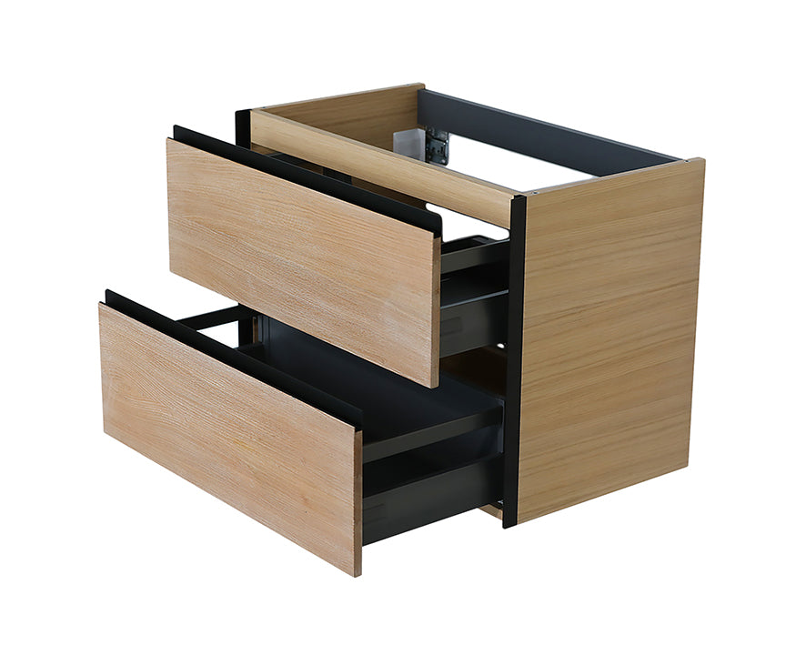 Lotus onderkast met 2 laden 80 x 45,2 cm naturel eik/mat zwart – Wiesbaden – Mat Zwart – Badmeubelen | Dealplein