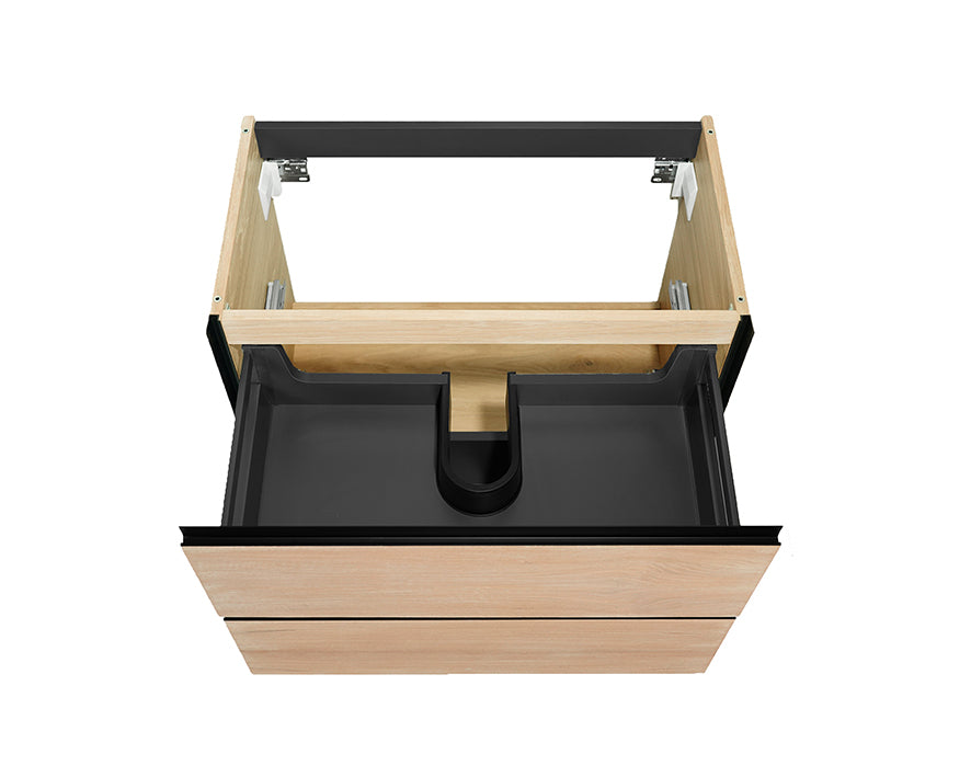 Lotus onderkast met 2 laden 80 x 45,2 cm naturel eik/mat zwart – Wiesbaden – Mat Zwart – Badmeubelen | Dealplein