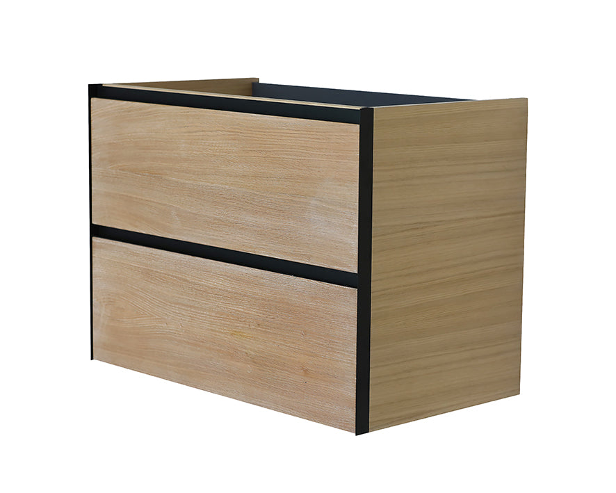 Lotus onderkast met 2 laden 80 x 45,2 cm naturel eik/mat zwart – Wiesbaden – Mat Zwart – Badmeubel | Dealplein