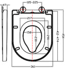 Vesta Family toiletzitting met geïntegreerde kinderzitting, softclose en quick release glans wit - maattekening
