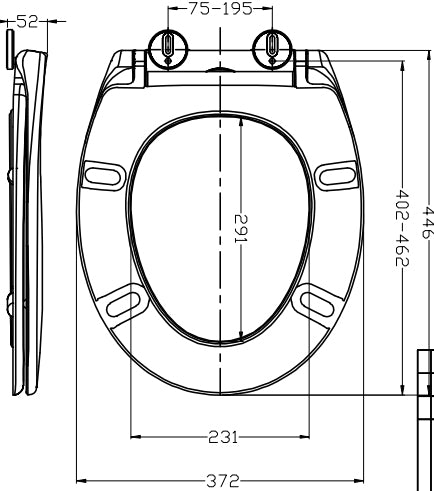Ultimo 3.0 toiletzitting softclose en quick release mat wit - maattekening
